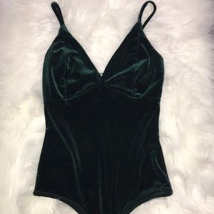 velvet green body suit